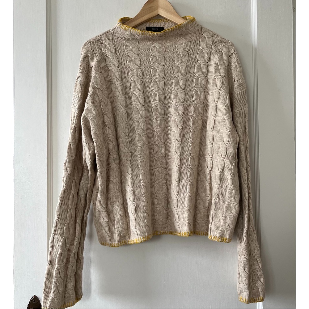Cashmere cotton blend cable knit sweater